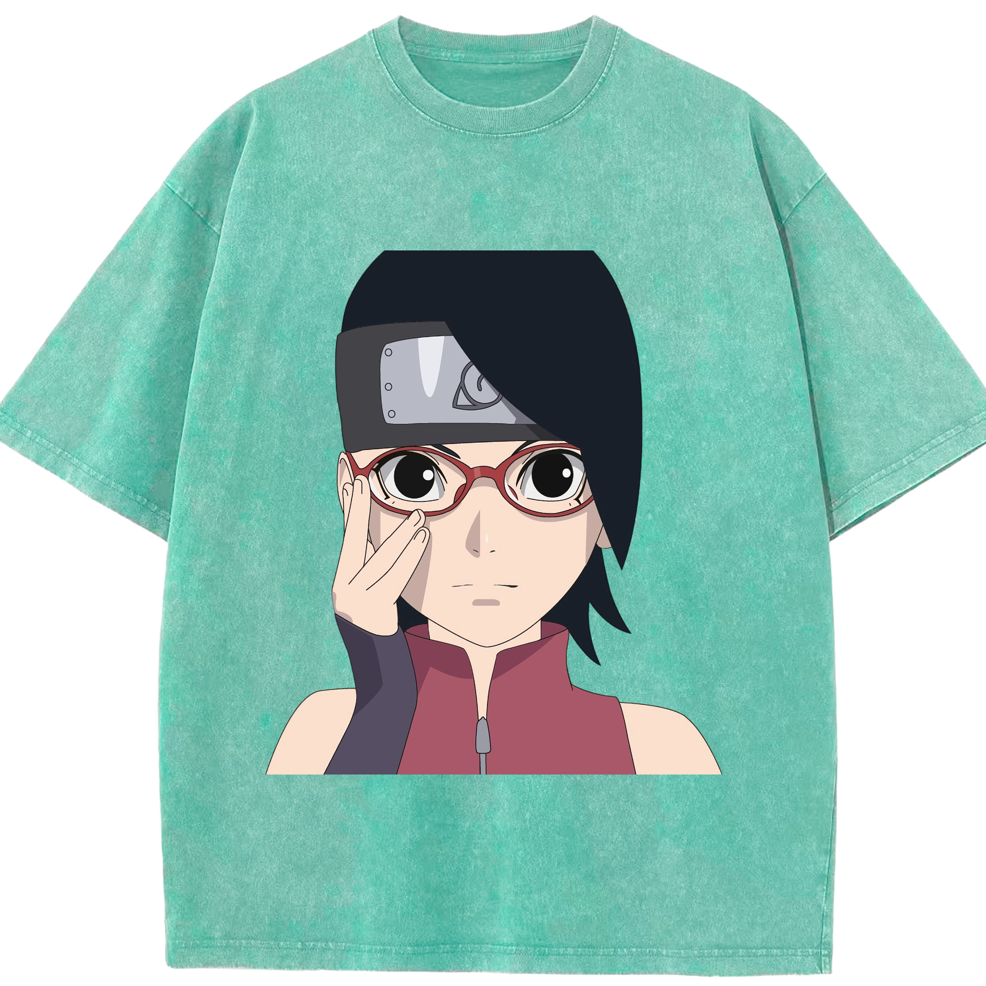 （画像用） NARUTO -ナルト- うちは サラダ Uchiha Sarada 綿100% ヴィンテージ風 半袖Tシャツ（フロントプリント）